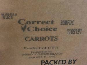 lot 39 image: 30 lb. Frozen Cubed Carrots near o...