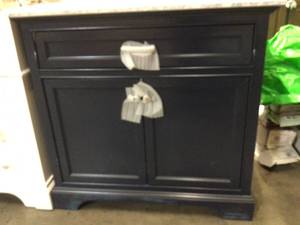 Lot of assorted Bath Vanity Cabinets - one has a damaged top review pictures
