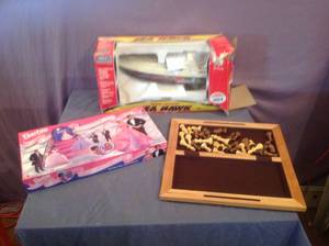 lot 90 image: Chess Board, Barbie Game & Radio Control Boat