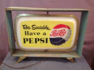 lot 100 image: Vintage Original Be Sociable Have a Pepsi Light Up Sign