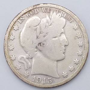 lot 16 image: 1915-S Barber Half Dollar, Semi-Key, 90% Silver