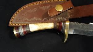 Stag Handled Damascus Knife