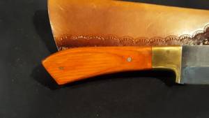 Very Nice Damascus Knife with Leather Sheath