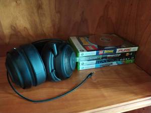 Collection Of Xbox 360 Games And Headset