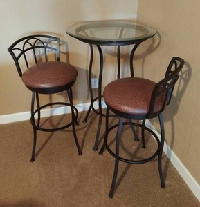 Glass Top High Top Table With Two Chairs