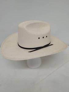 lot 42 image: Off White Hand Woven Cowboy Hat