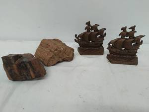 lot 171 image: Bookends and Petrified Wood