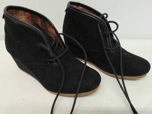 lot 63 image: Black Suede Wedge Booties