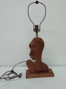 lot 106 image: Wood Carved Lady Lamp