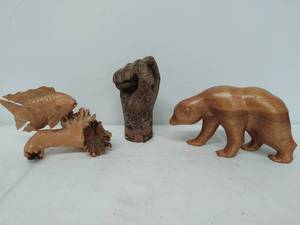 lot 120 image: Collection Of Three Wood Hand carved Dcor Pieces