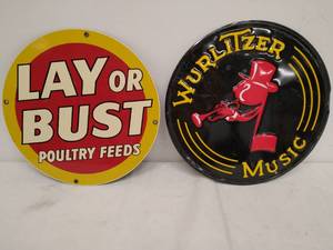 lot 242 image: One Metal and One Porcelain Advertisement Sign