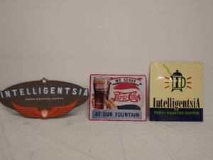 lot 243 image: Three Metal Beverage Signs