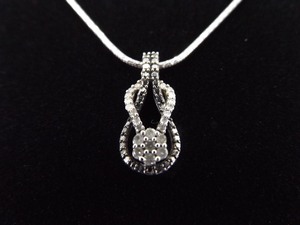 .925 Sterling Silver Art Nouveau Crystal Bow Pendant Necklace