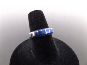 .925 Sterling Silver Inlayed Lapis Lazuli Ring Size 6.5