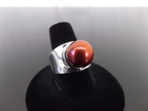 .925 Sterling Silver Honora Red Pearl Ring Size 8