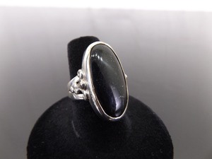 .925 Sterling Silver Inlayed Black Onyx Cocktail Ring Size 7