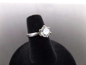 .925 Sterling Silver Faceted Zirconia Solitaire Ring Size 5