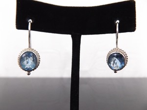 .925 Sterling Silver Oval Cut Topaz Hook Latch Earrings