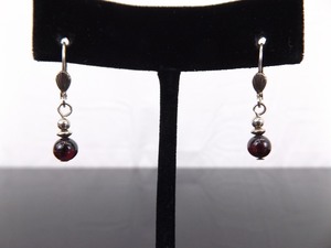 .925 Sterling Silver Amethyst Ball Dangle Hook Latch Earrings