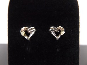 .925 Sterling Silver Black Hills Gold Overlaid Heart Post Earrings