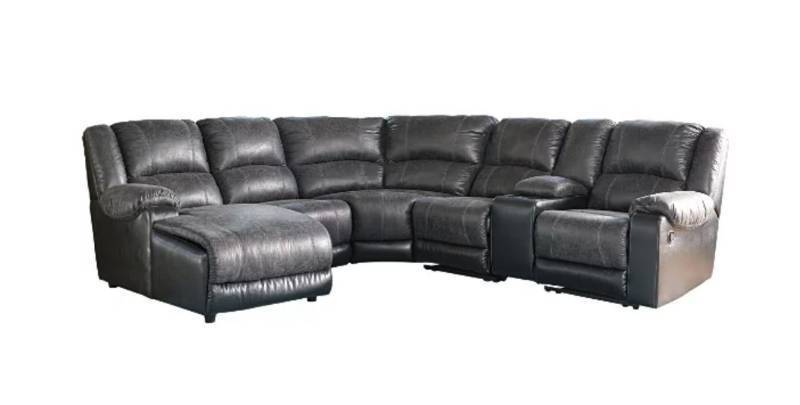 lot 1A image: Ashley Furniture Nantahala 6-piece Reclining Sectional in Slate - BRAND NEW - NO RESERVE