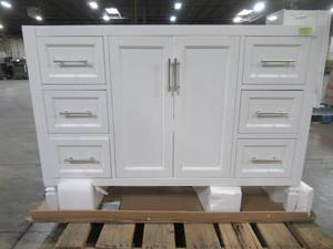lot 301 image: Home Decorators Collection Stockham 48 in. W x 21-12 in. D Bathroom Vanity Cabinet Only in White 19043-V48-WT