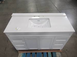 lot 303 image: Home Decorators Collection Thornbriar 48 in. W x 21.52 in. D Vanity Cabinet in Polar White TB4821-WH