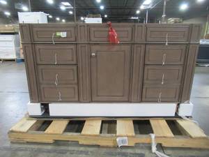 lot 304 image: James Martin Vanities Bristol 60 in. W Bathroom Single Vanity Cabinet Only in Whitewashed Walnut 157-V60S-WW