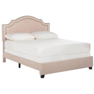 lot 111 image: Safavieh Theron Light Beige Queen Upholstered Bed, FOX6211A-Q.