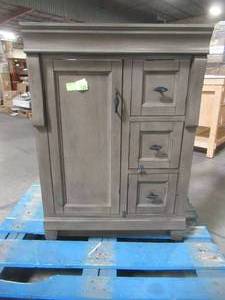 lot 222 image: Home Decorators Collection Naples 24 in. W x 21 58 in. D Bath Vanity Cabinet Only in Distressed Grey ADGA2421D