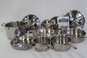 lot 613 image: Kirkland Signature 10-piece 5-ply Clad Stainless Steel Cookware
