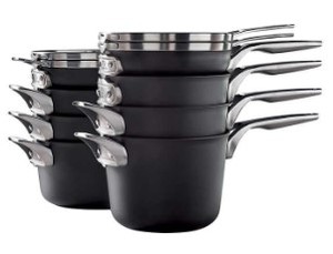 lot 605 image: Calphalon Premier 12-piece Hard Anodized Space Saving Cookware