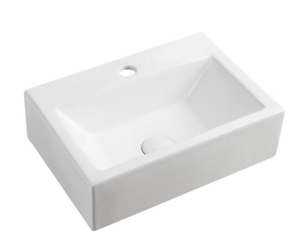 lot 35 image: ELANTI Wall-Mounted Rectangle Bathroom Sink in White