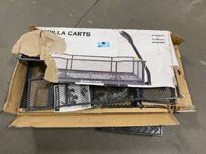 lot 38 image: Gorilla Carts 6-cu ft Steel Utility Cart (missing wheels)