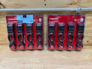 lot 54 image: HUSKY Lot of 2-  6 ft. x 1 in. Cam Buckle Tie-Downs 4-Pack