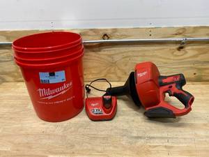 lot 95 image: MILWAUKEE M12 12-Volt Lithium-Ion Cordless Auger Snake Drain Cleaning Kit with 6.0Ah Battery