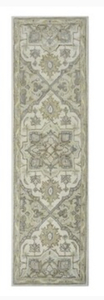 lot 116 image: ALLEN  ROTH Brookford 2 x 8 Ivory Soft Green Indoor Medallion Oriental Handcrafted Runner