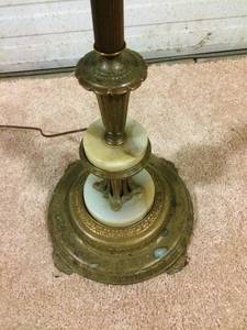 Antique Art Deco Brass &amp Marble 5 Light Floor Lamp - Beautiful &amp Works - Lots Of Patina On Brass- See Pictures
