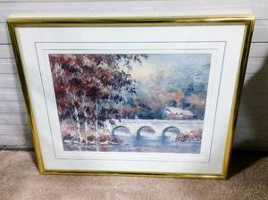 Large 36x30 Vintage 1987 Lovely Watercolor Artist Lou Roman Limited Edition Signed Framed &amp Matted Art Print - Great Condition&nbsp