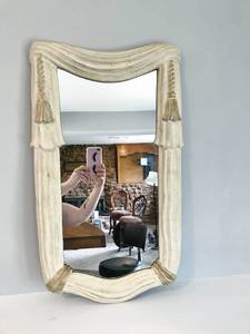 Lovely Vintage Paragon Picture Studios Art Deco Faux Marble Stone (We Think It Is Wood) Mirror With Draped Tassels Accents - This would look so beautiful over a console table Great Condition