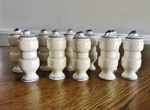 Vintage 1950s Set of 11 Arnart Japan Spice Jars Shaker Set Blue Onion Pattern - Good Vintage Condition