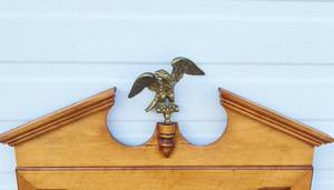 Impressive Federal Style Vintage Tell City Chair Co Andover Maple Wood &amp Brass Eagle Finial Entryway Mirror - Great Condition