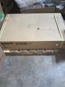 lot 8 image: HUSKY 52 IN. ADJUSTABLE HEIGHT WORK TABLE WITH 2-DRAWERS IN WHITE. SEE PICTURES