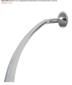 lot 14 image: GLACIER BAY RUSTPROOF 72 IN. ADJUSTABLE PERMANENT MOUNT CURVED SHOWER ROD IN CHROME. SEE PICTURES