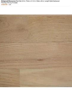 lot 72 image: BRIDGEWELL RESOURCES RED OAK 34 IN. THICK X 2-14 IN. WIDE X 84 IN. LENGTH SOLID HARDWOOD FLOORING (19.5 SQ. FT.CASE). SEE PICTURES