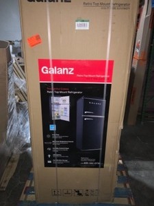 lot 73 image: GALANZ 10.0 CU. FT. RETRO TOP FREEZER REFRIGERATOR WITH DUAL DOOR TRUE FREEZER, FROST FREE IN BLACK. SEE PICTURES