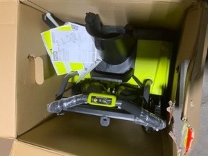 lot 11 image: RYOBI 20 IN. 40-VOLT SINGLE-STAGE BRUSHLESS CORDLESS ELECTRIC SNOW BLOWER (TOOL ONLY). SEE PICTURES