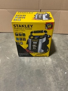 lot 28 image: STANLEY 1400 PEAK AMP PORTABLE CAR JUMP STARTER WITH 120 PSI DIGITAL COMPRESSOR AND TRIPLE USB PORTS. SEE PICTURES