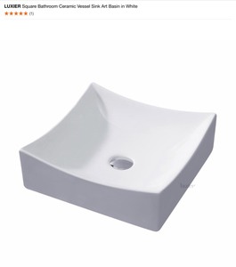 lot 33 image: LUXIER SQUARE BATHROOM CERAMC VESSEL SINK ART BASIN IN WHITE. SEE PICTURES