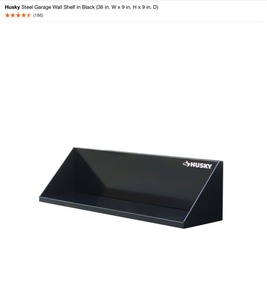 lot 41 image: (3) HUSKY STEEL GARAGE WALL SHELF IN BLACK (36 IN. W X 9 IN. H X 9 IN. D). SEE PICTURES